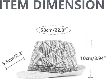 Summer Straw Fedora Hat – Panama Style Sun Hat with Diamond Pattern Weaving, Wide Brim Breathable Hat for Men and Women