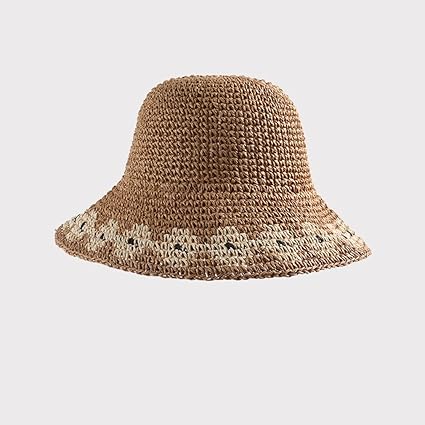 Straw Woven Bucket Hat Women’s Summer Beach Sun Hat Wide Brim Foldable Vacation Hat