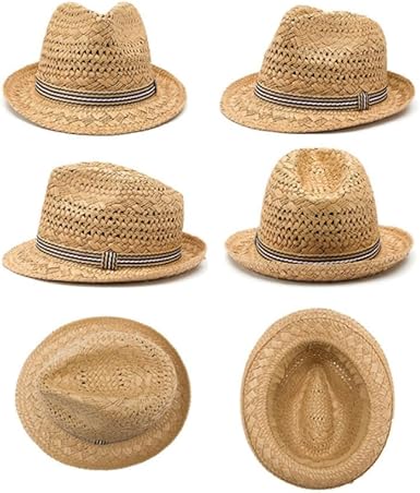 Summer Straw Fedora Hat – Panama Style Wide Brim Sun Hat for Men and Women, Breathable Woven Hat for Outdoor Travel & Casual Wear