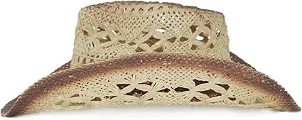 Summer Straw Cowboy Hat – Hollow Out Woven Wide Brim Western Style Sun Hat with Decorative Band, Unisex Outdoor Beach Hat