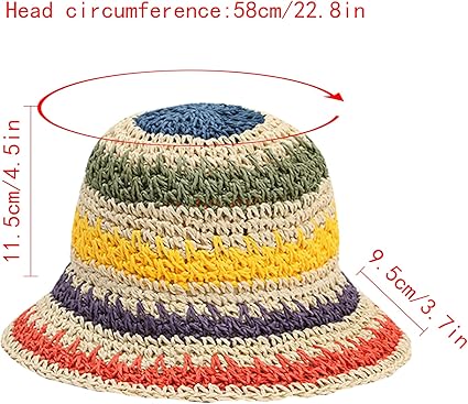 Colorful Woven Bucket Hat – Handmade Summer Straw Sun Hat, Casual Beach Hat, Stylish & Versatile