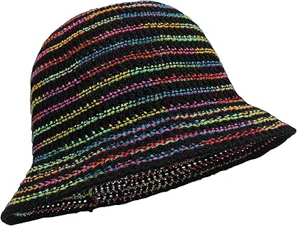 Colorful Striped Knitted Bucket Hat – Women’s Fashion Casual Sun Hat, Foldable Travel Hat