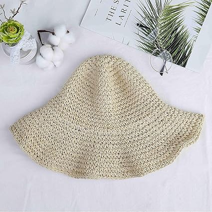 Women’s Wide Brim Straw Sun Hat – Foldable Handwoven Beach Hat, Summer UV Protection