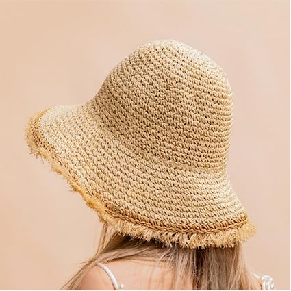 Summer Handwoven Straw Hat – Fashion Sun Protection Bucket Beach Hat for Women