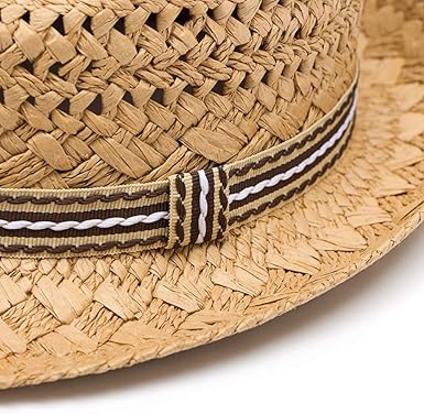Summer Straw Fedora Hat – Panama Style Wide Brim Sun Hat for Men and Women, Breathable Woven Hat for Outdoor Travel & Casual Wear