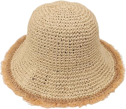 Summer Handwoven Straw Hat – Fashion Sun Protection Bucket Beach Hat for Women