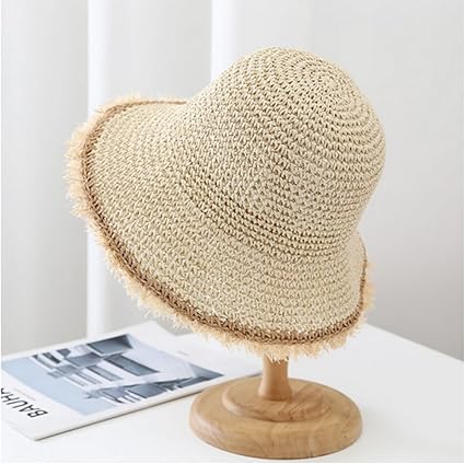 Summer Handwoven Straw Hat – Fashion Sun Protection Bucket Beach Hat for Women