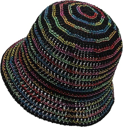 Colorful Striped Knitted Bucket Hat – Women’s Fashion Casual Sun Hat, Foldable Travel Hat