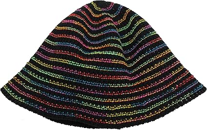 Colorful Striped Knitted Bucket Hat – Women’s Fashion Casual Sun Hat, Foldable Travel Hat