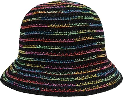 Colorful Striped Knitted Bucket Hat – Women’s Fashion Casual Sun Hat, Foldable Travel Hat