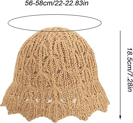 Vintage Hollow Knitted Sun Hat for Women – Crochet Fisherman Hat, Breathable Wide Brim Summer Cap